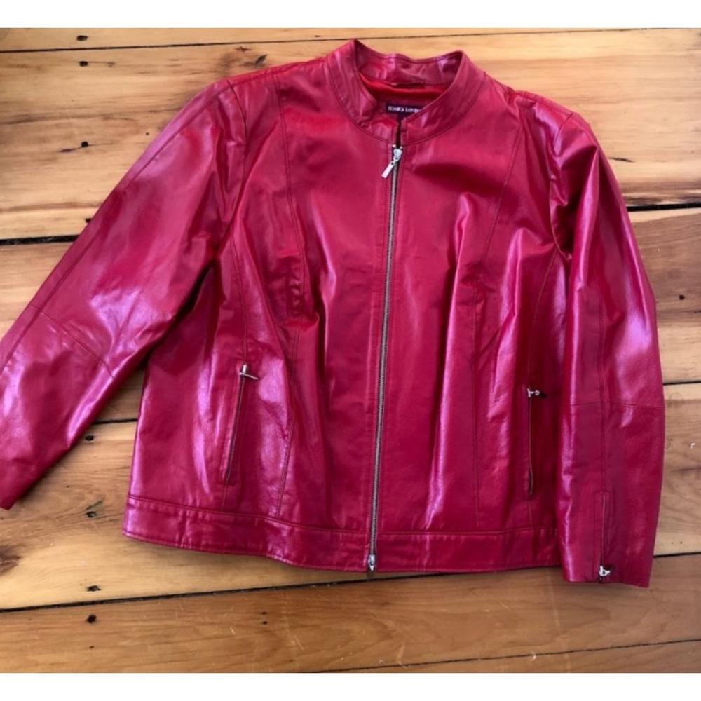 🍂 Women's Fire Engine Red Genuine Leather Jacket